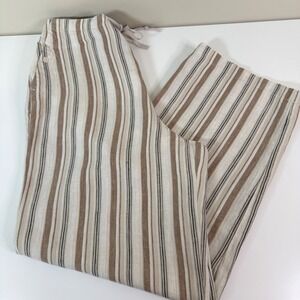 Chadwicks Womens 16 Wide Leg Linen Vertical Striped Pants Beachy Flowy Summer